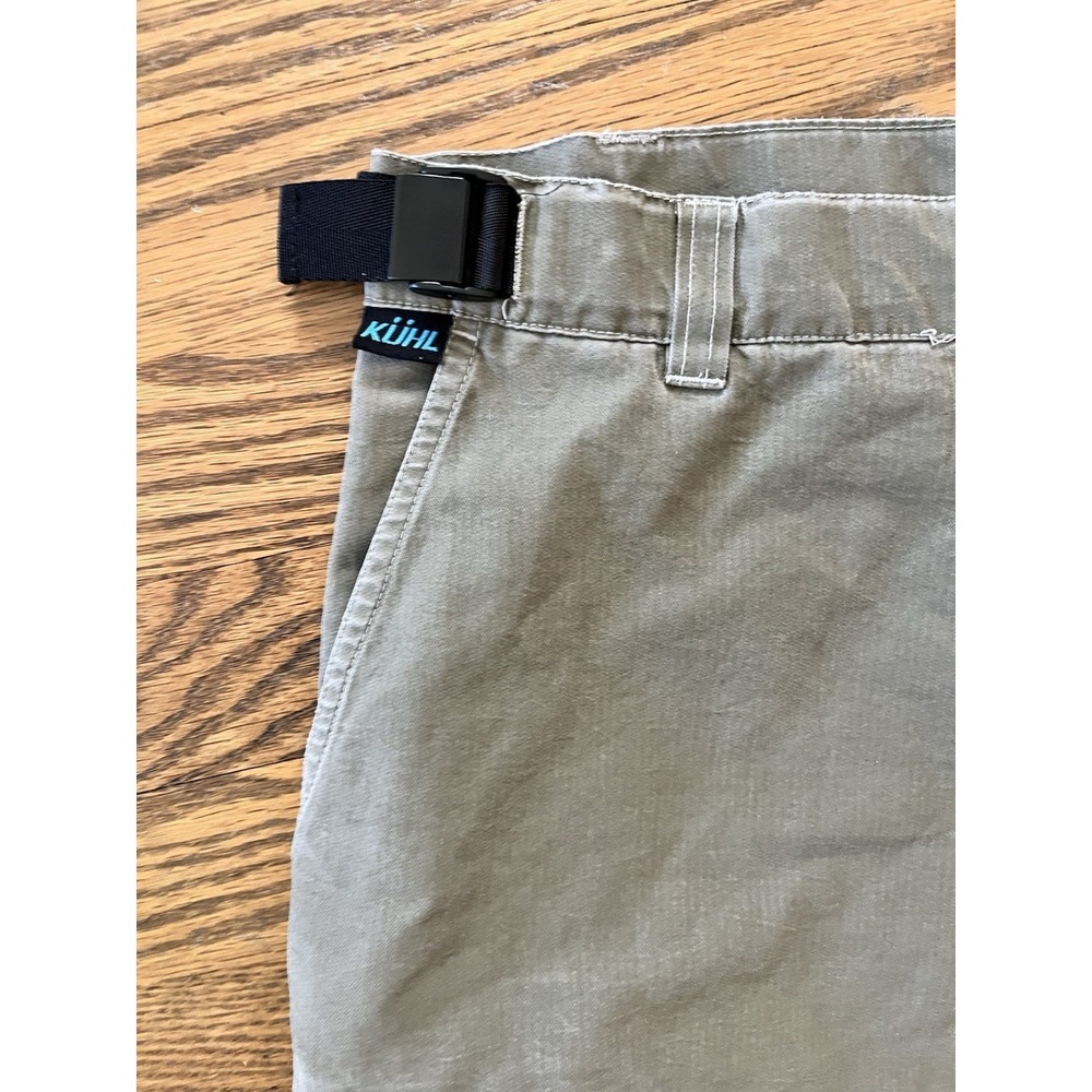 KUHL Dry Cargo Shorts Pockets Adjustable Waist Khaki Green Outdoor Men's Medium - Picture 2 of 8